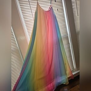 Brand New Never Worn SHEIN Rainbow Chiffon Maxi Dress